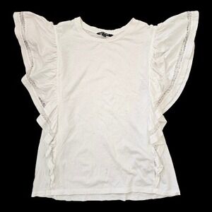 Ralph Lauren Cottagecore Boho Poetcore Cotton Laced Accent Sleeves T-shirt szXL